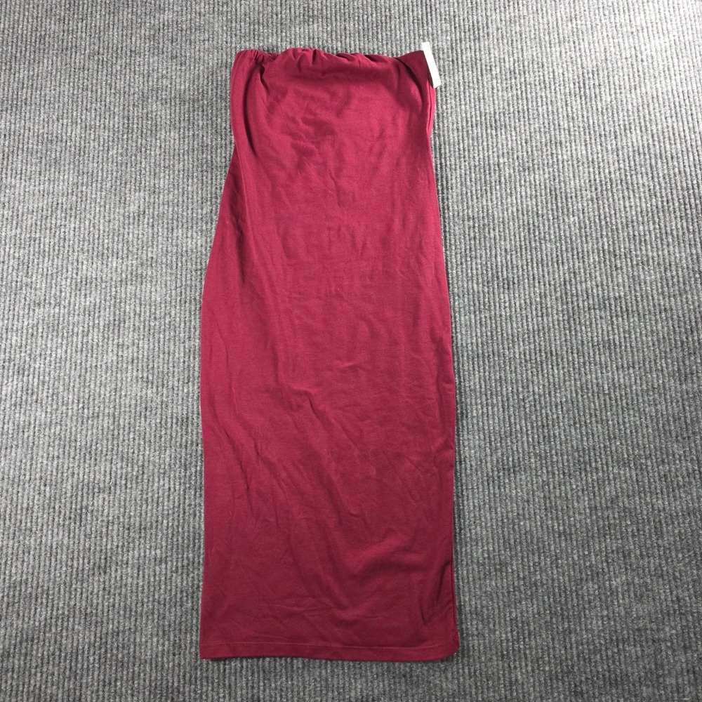 Active USA Womens Wine Burgundy Strapless Tube Midi Bodycon Dress D11999-1 Small